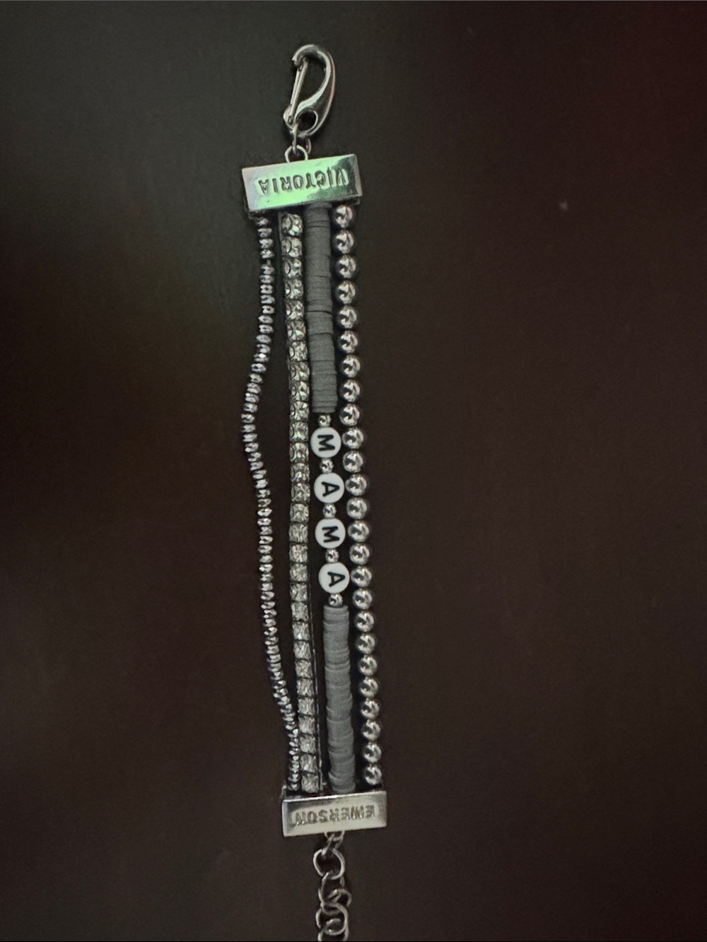 Silver 'MAMA' Multi-Row Bracelet - Silver